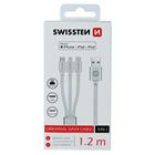 Swissten datový kabel textile 3In1 Mfi 1,2 M, stříbrný