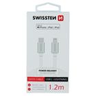 Swissten datový kabel textile USB-C / Lightning Mfi 1,2 M, stříbrný