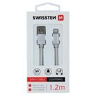 Swissten datový kabel textile USB / Lightning 1,2 M, stříbrný