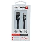 Swissten datový kabel textile USB / Lightning 2,0 M, černý