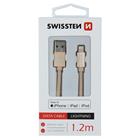 Swissten datový kabel textile USB / Lightning Mfi 1,2 M, zlatý