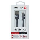 Swissten datový kabel textile USB / USB-C 0,2 M, šedý