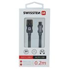 Swissten datový kabel textilní USB / micro USB 0,2m šedý