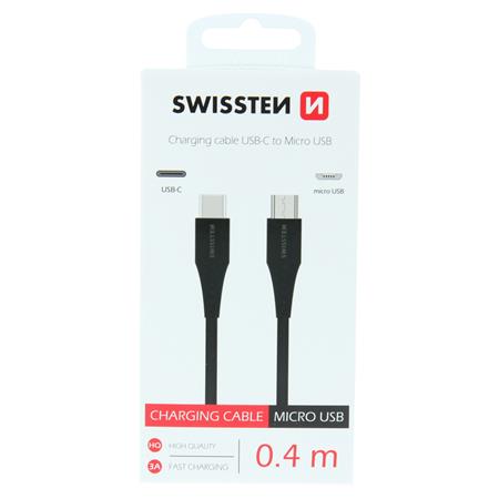 Swissten datový kabel USB-C / micro USB 0,4 m černý