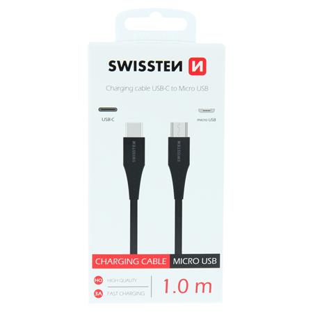 Swissten datový kabel USB-C / micro USB 1,0 m černý