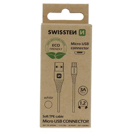 Swissten datový kabel USB-micro USB bílý 1,2m (eco balení)