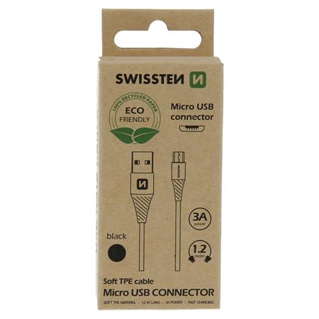 Swissten datový kabel USB-micro USB černý 1,2m (eco balení)