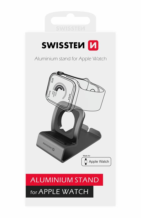 Swissten Hliníkový stojánek pro Apple Watch, šedý