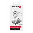 Swissten Hliníkový stojánek pro Apple Watch, stříbrný