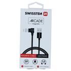 Swissten magnetický textilní datový kabel arcade USB / lightning 1,2 m černý