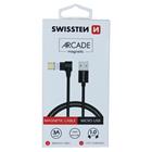 Swissten magnetický textilní datový kabel arcade USB / micro USB 1,2 m černý