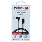 Swissten magnetický textilní datový kabel arcade USB / USB-c 1,2 m černý