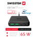 Swissten mini desktop adaptér GaN 2x USB-C + 2xUSB 65W power delivery černý