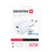 Swissten mini síťový adaptér GaN 1x USB-C + 1xUSB 30W power delivery