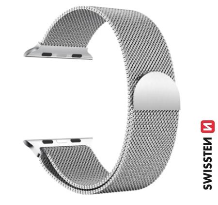 Swissten řemínek pro Apple Watch Milánský TAH 42-44 mm stříbrný