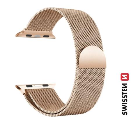 Swissten řemínek pro Apple Watch milánský tah 42-44 mm zlatý