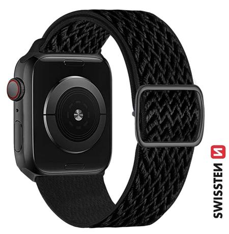 Swissten řemínek pro Apple Watch nylonový 38 40 41 mm černý (se sponou)