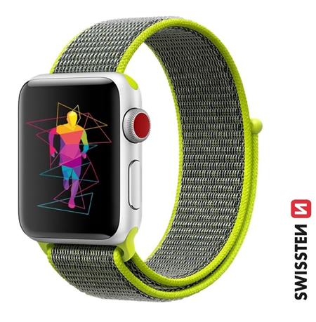 Swissten řemínek pro Apple Watch nylonový 42 44 45 49 mm zářivě zelený
