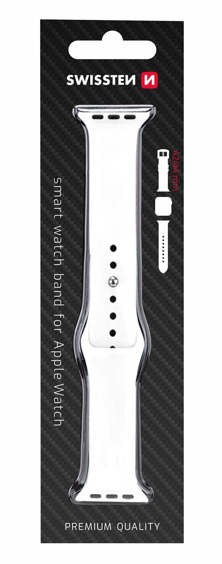 Swissten řemínek pro Apple Watch silikonový 42-44 mm bílý