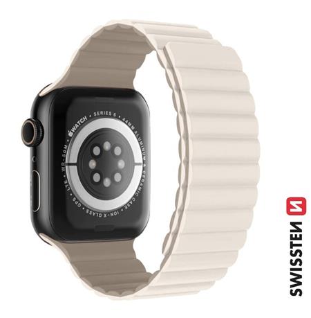 Swissten řemínek pro Apple Watch silikonový - magnetic 42 44 45 49 mm bílá cappuccino