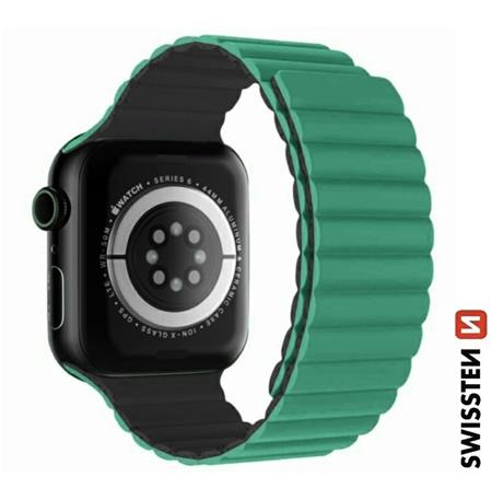 Swissten řemínek pro Apple Watch silikonový - magnetic 42 44 45 49 mm zeleno šedý
