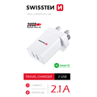 Swissten síťový adaptér 2x usb 10,5W pro UK zásuvku bílý