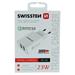 Swissten síťový adaptér 2x USB qc 3.0 + USB, 23w bílý