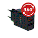 Swissten síťový adaptér 2x USB qc 3.0 + USB, 23w černý