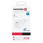 Swissten síťový adaptér GaN 1x USB-C 35W power delivery bílý