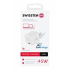 Swissten síťový adaptér GaN 1x USB-C 45W power delivery bílý