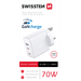 Swissten síťový adaptér Gan 2x USB-C + 1x usb 70W pro UK zásuvku