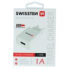Swissten síťový adaptér smart IC 1X USB 1A power, bílý