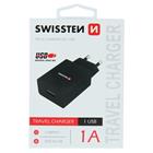 Swissten síťový adaptér smart IC 1X USB 1A power, černý