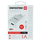 Swissten síťový adaptér smart IC 1X USB 1A power + datový kabel USB / Micro USB 1,2 M, bílý