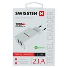 Swissten síťový adaptér smart IC 2X USB 2,1A power, bílý