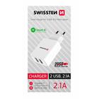 Swissten síťový adaptér Smart IC 2x USB 2,1A power bílý