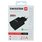 Swissten síťový adaptér smart IC 2X USB 2,1A power, černý