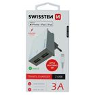 Swissten síťový adaptér smart IC 2X USB 3A power + datový kabel USB / Lightning Mfi 1,2 M, bílý