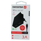 Swissten síťový adaptér smart IC 2X USB 3A power + datový kabel USB / Lightning Mfi 1,2 M, černý