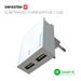 Swissten síťový adaptér smart IC 2X USB 3A power + datový kabel USB / Micro USB 1,2 M, bílý