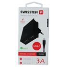 Swissten síťový adaptér smart IC 2X USB 3A power + datový kabel USB / Type C 1,2 M, černý