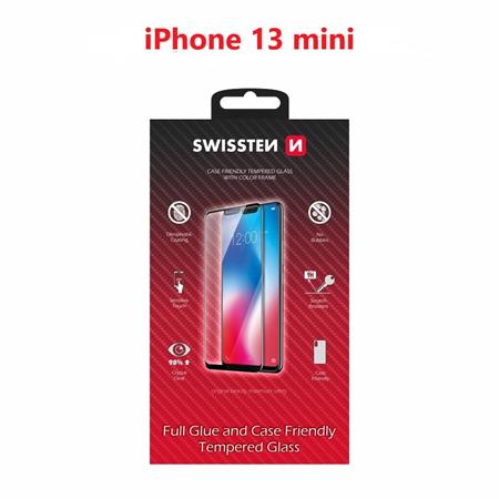 Swissten sklo full glue, color frame, case friendly Apple iPhone 13 mini černé