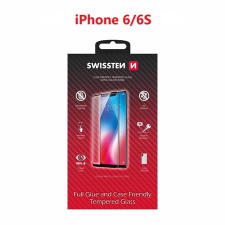 Swissten sklo full glue, color frame, case friendly Apple Iphone 6/6s bílé