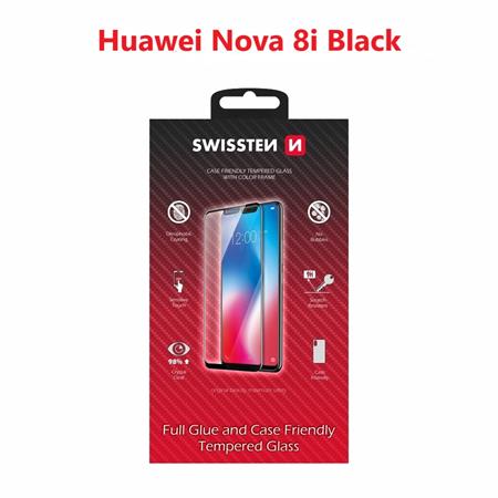 Swissten sklo full glue, color frame, case friendly Huawei Nova 8i černé