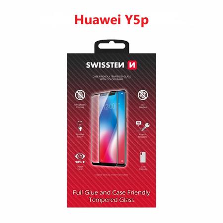 Swissten sklo full glue, color frame, case friendly Huawei Y5P černé