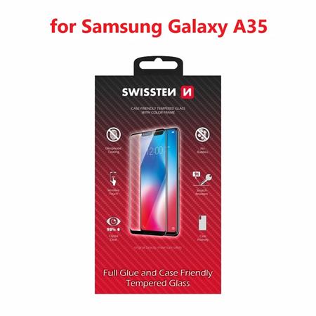 Swissten sklo full glue, color frame, case friendly pro Samsung Galaxy A35 černé
