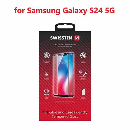 Swissten sklo full glue, color frame, case friendly pro Samsung Galaxy S24 5G černé