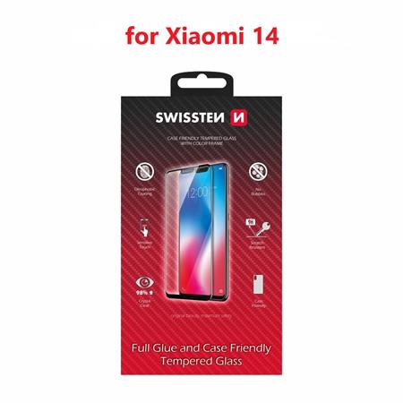Swissten sklo full glue, color frame, case friendly pro Xiaomi 14 černé