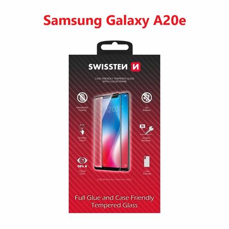 Swissten sklo full glue, color frame, case friendly Samsung A202 Galaxy A20e černé