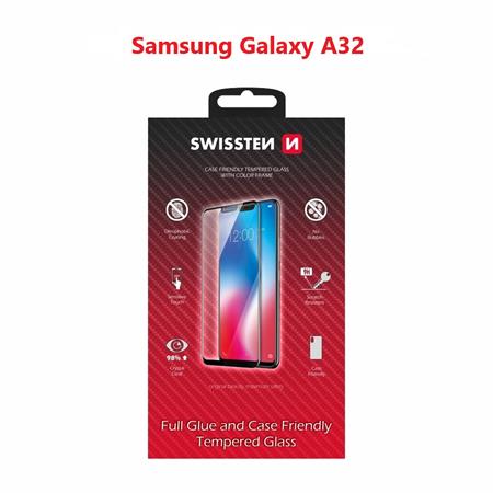Swissten sklo full glue, color frame, case friendly Samsung A325 Galaxy A32 černé